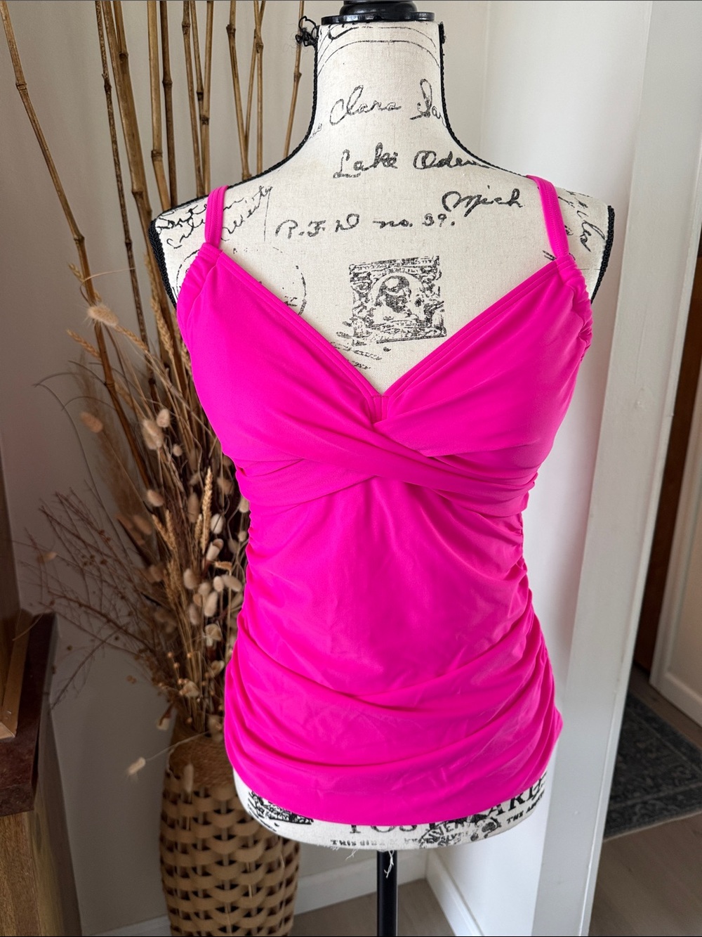 Bright Pink Twist-Front Women’s Swimsuit Top